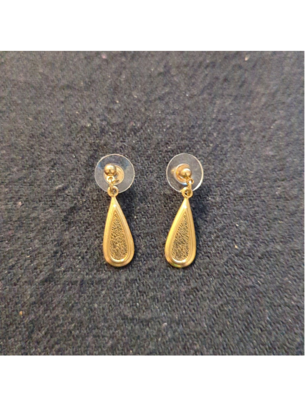 Gold Tone Teardrop Dangle Statement Earrings